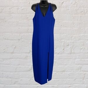 FAVIANA New York Vintage Royal Blue Formal Column Dress / Rhinestone Stones